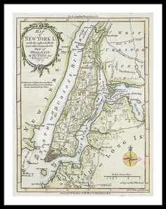 Old Map Of New York Island 1778 - Framed Print