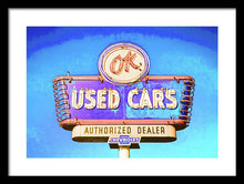 Load image into Gallery viewer, Photo Of A Vintage Ok Used Cars Sign - Framed Print