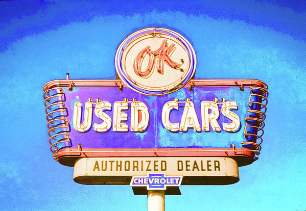 Photo Of A Vintage Ok Used Cars Sign - Art Print