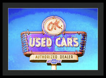 Load image into Gallery viewer, Photo Of A Vintage Ok Used Cars Sign - Framed Print