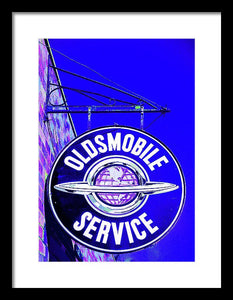 Photo Of A Vintage Oldsmobile Sign - Framed Print