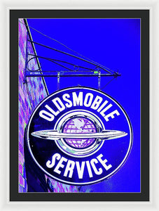 Photo Of A Vintage Oldsmobile Sign - Framed Print