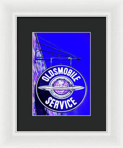 Photo Of A Vintage Oldsmobile Sign - Framed Print