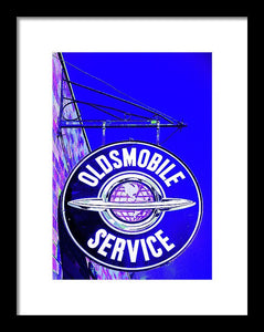 Photo Of A Vintage Oldsmobile Sign - Framed Print