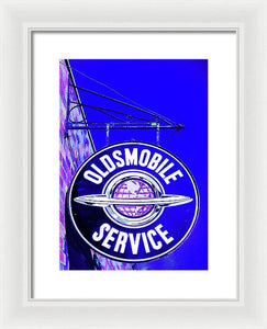 Photo Of A Vintage Oldsmobile Sign - Framed Print