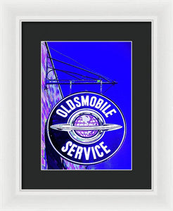 Photo Of A Vintage Oldsmobile Sign - Framed Print