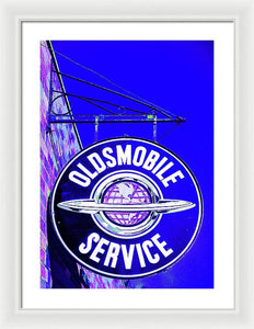 Photo Of A Vintage Oldsmobile Sign - Framed Print