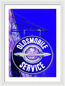 Photo Of A Vintage Oldsmobile Sign - Framed Print