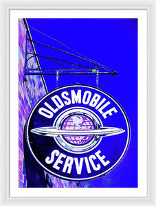 Photo Of A Vintage Oldsmobile Sign - Framed Print