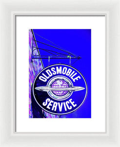 Photo Of A Vintage Oldsmobile Sign - Framed Print