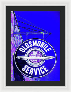 Photo Of A Vintage Oldsmobile Sign - Framed Print