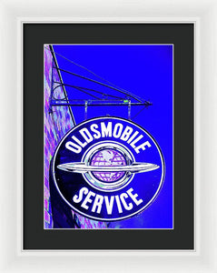 Photo Of A Vintage Oldsmobile Sign - Framed Print