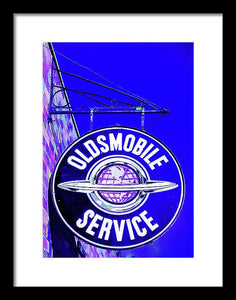 Photo Of A Vintage Oldsmobile Sign - Framed Print