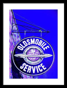 Photo Of A Vintage Oldsmobile Sign - Framed Print