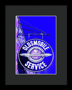 Photo Of A Vintage Oldsmobile Sign - Framed Print