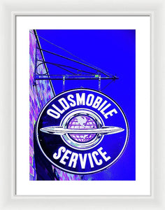 Photo Of A Vintage Oldsmobile Sign - Framed Print