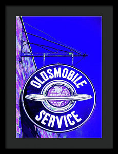 Photo Of A Vintage Oldsmobile Sign - Framed Print