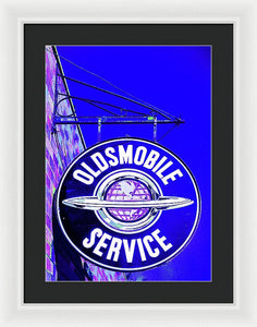 Photo Of A Vintage Oldsmobile Sign - Framed Print