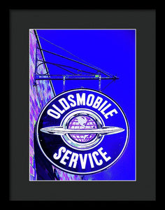 Photo Of A Vintage Oldsmobile Sign - Framed Print