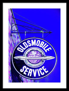 Photo Of A Vintage Oldsmobile Sign - Framed Print