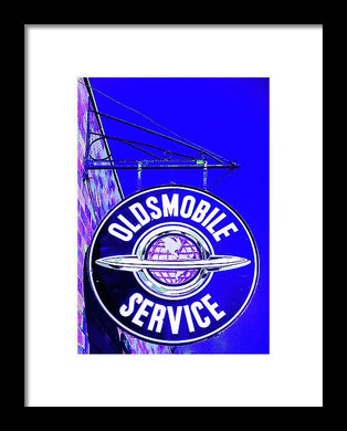 Photo Of A Vintage Oldsmobile Sign - Framed Print