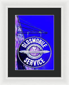 Photo Of A Vintage Oldsmobile Sign - Framed Print