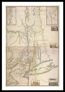 Old Map Of New York City 1777 - Framed Print