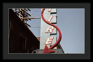 Vintage Bar Sign - Blue - Framed Print