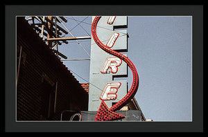 Vintage Bar Sign - Blue - Framed Print