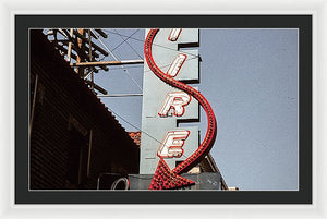 Vintage Bar Sign - Blue - Framed Print