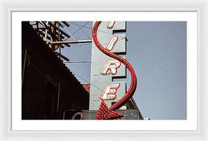 Vintage Bar Sign - Blue - Framed Print