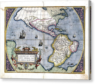 Old Map Of The Americas 1579  - Canvas Print