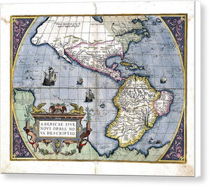 Old Map Of The Americas 1579  - Canvas Print