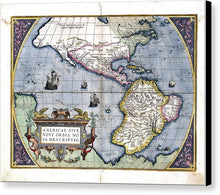 Load image into Gallery viewer, Old Map Of The Americas 1579  - Canvas Print