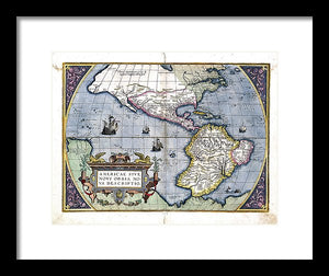 Old Map Of The Americas 1579  - Framed Print