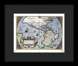 Old Map Of The Americas 1579  - Framed Print