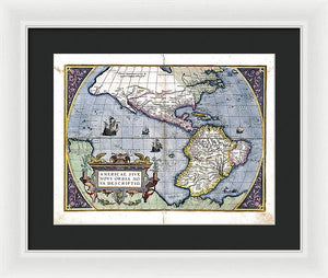 Old Map Of The Americas 1579  - Framed Print