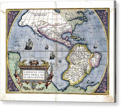 Old Map Of The Americas 1579  - Acrylic Print