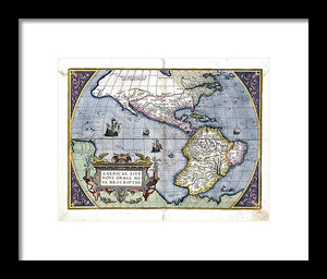 Old Map Of The Americas 1579  - Framed Print