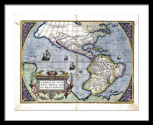 Old Map Of The Americas 1579  - Framed Print