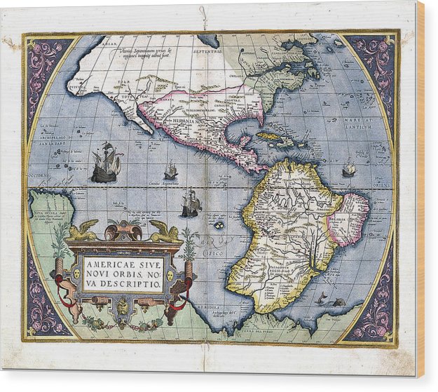 Old Map Of The Americas 1579  - Wood Print