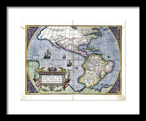 Old Map Of The Americas 1579  - Framed Print