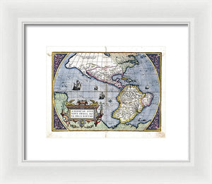 Old Map Of The Americas 1579  - Framed Print