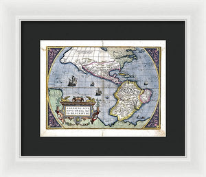 Old Map Of The Americas 1579  - Framed Print