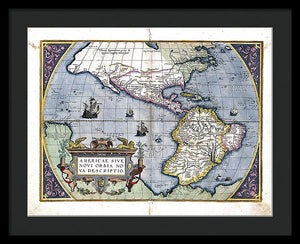 Old Map Of The Americas 1579  - Framed Print