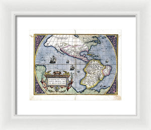 Old Map Of The Americas 1579  - Framed Print