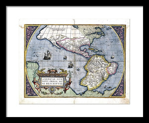 Old Map Of The Americas 1579  - Framed Print