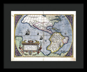 Old Map Of The Americas 1579  - Framed Print