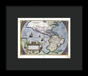 Old Map Of The Americas 1579  - Framed Print