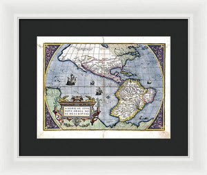 Old Map Of The Americas 1579  - Framed Print